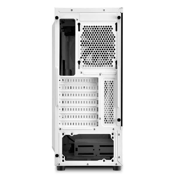 Sharkoon számítógépház - rgb slider white (fehér; üveg oldal; alsó táp; atx; 6x120mm; 2xusb3.0; 1xusb2.0; i/o)