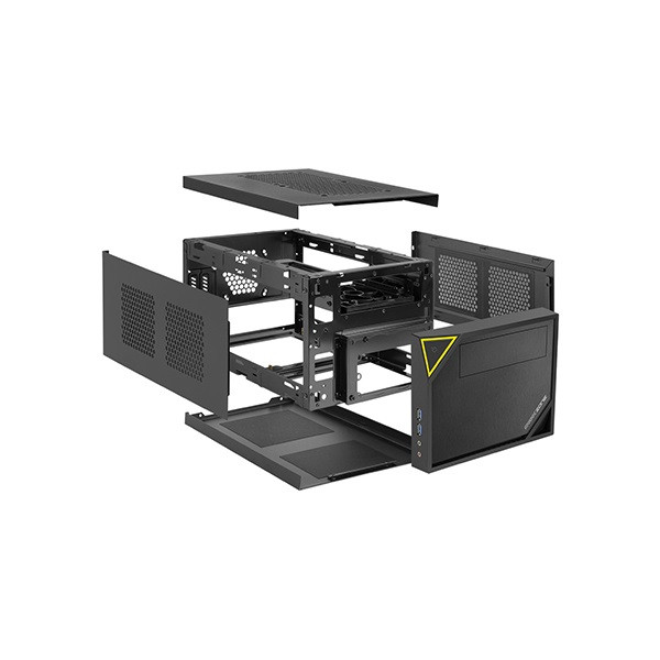 Sharkoon számítógépház - shark zone c10 (fekete; fekete belső; mitx; 2xusb3.0; 2xusb2.0; i/o; 120mm ventilátor)