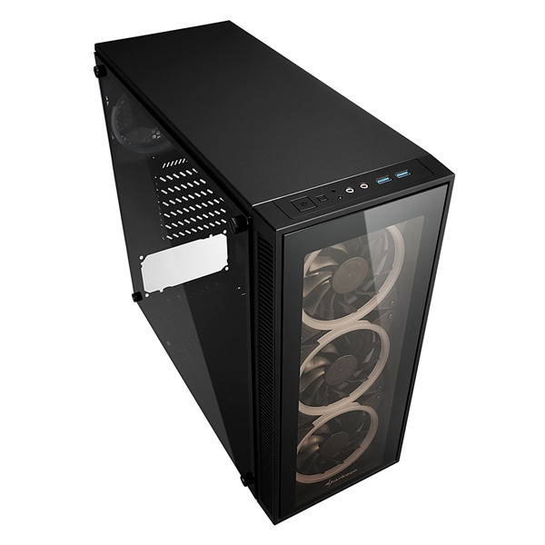 Sharkoon számítógépház - tg4 rgb (fekete; üveg oldal; alsó táp; atx; 4x120mm rgb ventillátor; 2xusb3.0; i/o)