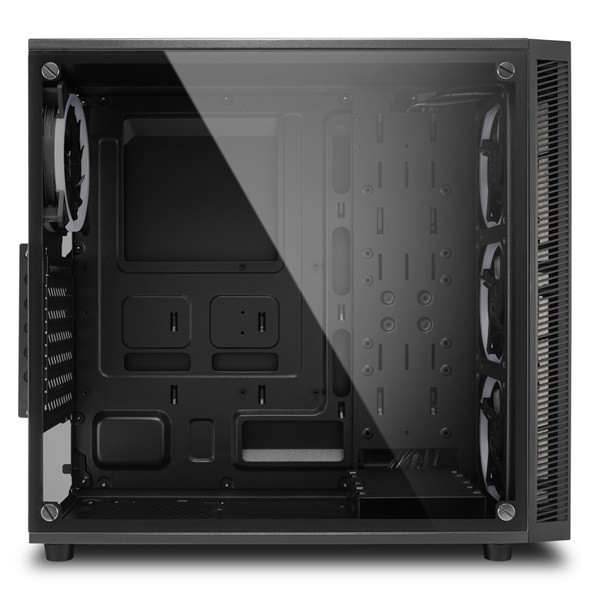Sharkoon számítógépház - tg4 rgb (fekete; üveg oldal; alsó táp; atx; 4x120mm rgb ventillátor; 2xusb3.0; i/o)