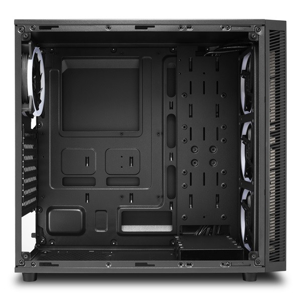 Sharkoon számítógépház - tg4 rgb (fekete; üveg oldal; alsó táp; atx; 4x120mm rgb ventillátor; 2xusb3.0; i/o)