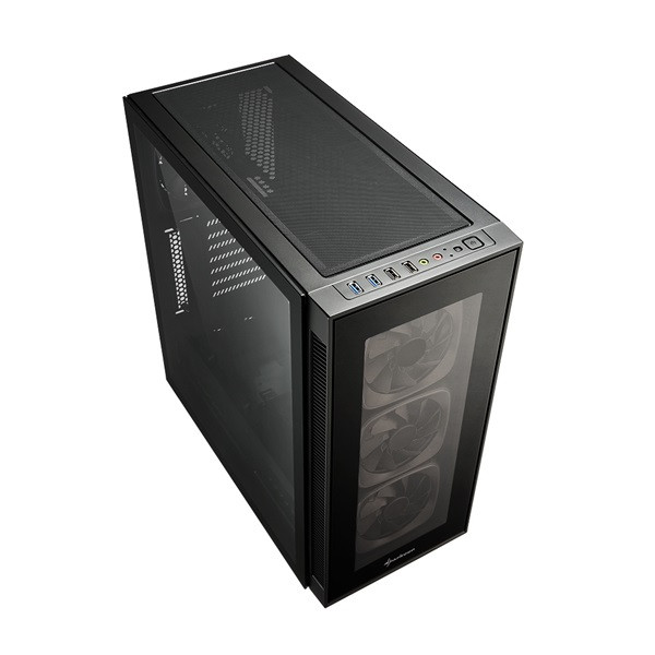Sharkoon számítógépház - tg6 rgb (fekete; atx,matx; alsó táp; 4x120mm v.; 2xusb3.0, 2xusb2.0, i/o)