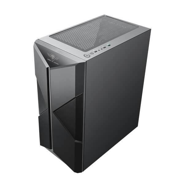 Spirit of gamer számítógépház - clone 3 black (fekete, ablakos, 8x12cm ventilátor, alsó táp,  atx, 1xusb3.0, 2xusb2.0)