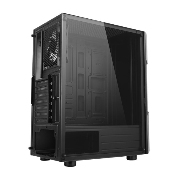 Spirit of gamer számítógépház - clone 3 black (fekete, ablakos, 8x12cm ventilátor, alsó táp,  atx, 1xusb3.0, 2xusb2.0)