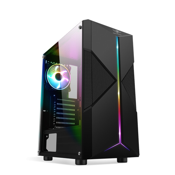 Spirit of gamer számítógépház - clone 3 black (fekete, ablakos, 8x12cm ventilátor, alsó táp,  atx, 1xusb3.0, 2xusb2.0)
