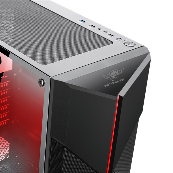 Spirit of gamer számítógépház - clone 3 black (fekete, ablakos, 8x12cm ventilátor, alsó táp,  atx, 1xusb3.0, 2xusb2.0)