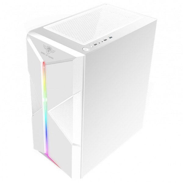 Spirit of gamer számítógépház - clone 3 white (fekete, ablakos, 8x12cm ventilátor, alsó táp,  atx, 1xusb3.0, 2xusb2.0)