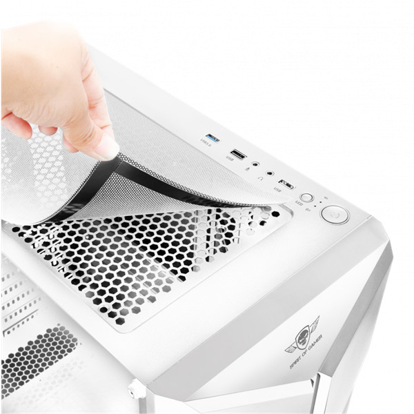 Spirit of gamer számítógépház - clone 3 white (fekete, ablakos, 8x12cm ventilátor, alsó táp,  atx, 1xusb3.0, 2xusb2.0)