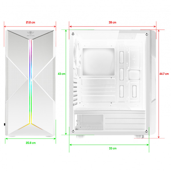Spirit of gamer számítógépház - clone 3 white (fekete, ablakos, 8x12cm ventilátor, alsó táp,  atx, 1xusb3.0, 2xusb2.0)