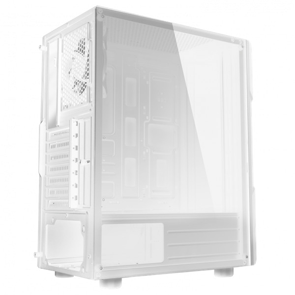 Spirit of gamer számítógépház - clone 3 white (fekete, ablakos, 8x12cm ventilátor, alsó táp,  atx, 1xusb3.0, 2xusb2.0)