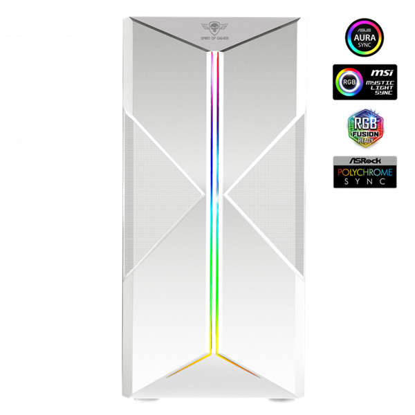 Spirit of gamer számítógépház - clone 3 white (fekete, ablakos, 8x12cm ventilátor, alsó táp,  atx, 1xusb3.0, 2xusb2.0)