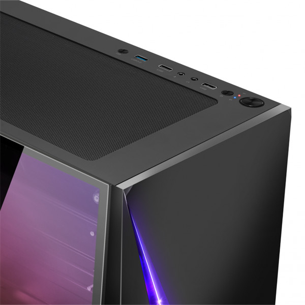 Spirit of gamer számítógépház - clone 4 black (fekete, ablakos, 8x12cm ventilátor, alsó táp,  atx, 1xusb3.0, 2xusb2.0)