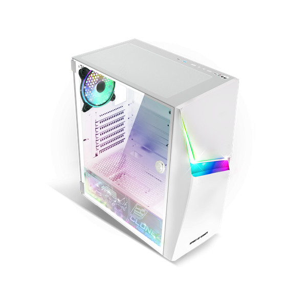 Spirit of gamer számítógépház - clone 4 white (fekete, ablakos, 8x12cm ventilátor, alsó táp,  atx, 1xusb3.0, 2xusb2.0)