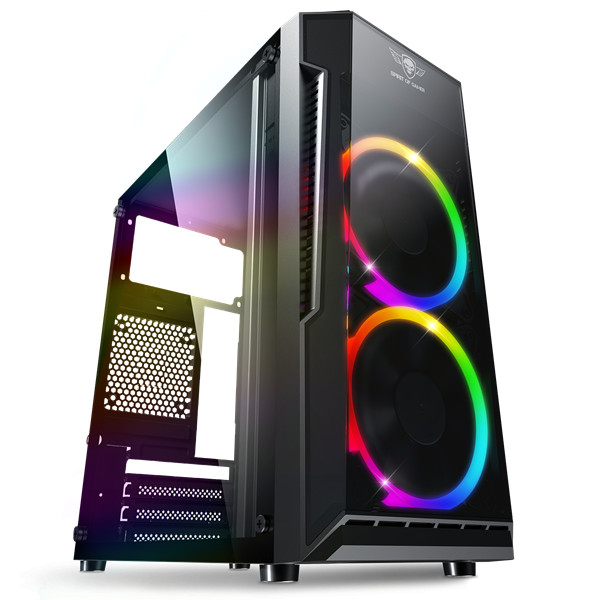 Spirit of gamer számítógépház - deathmatch 3 rgb (fekete, ablakos, 2x12cm, ventilátor matx, itx, 1xusb3.0, 2xusb2.0)