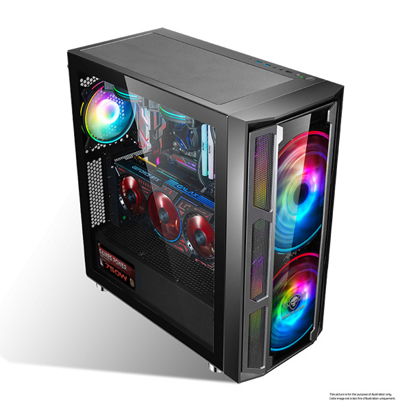Spirit of gamer számítógépház - ghost 5 rgb (fekete, ablakos, 2x20cm, 4x12cm ventilátor, atx, matx, 2xusb3.0, 1xusb2.0)