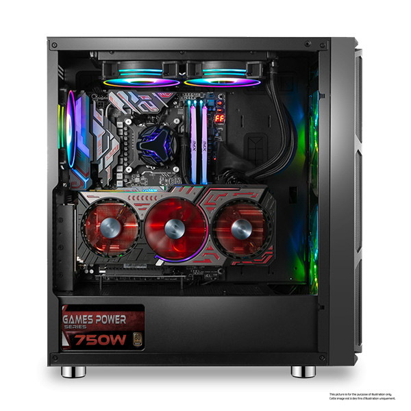 Spirit of gamer számítógépház - ghost 5 rgb (fekete, ablakos, 2x20cm, 4x12cm ventilátor, atx, matx, 2xusb3.0, 1xusb2.0)