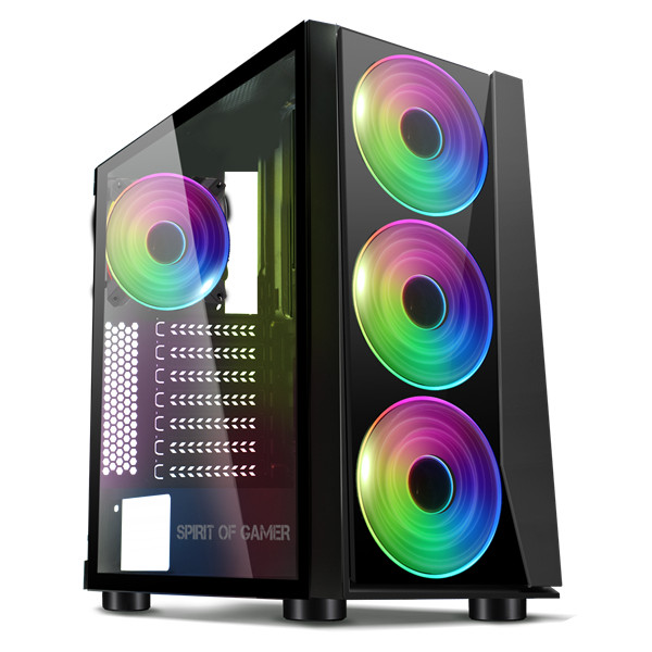 Spirit of gamer számítógépház - ghost iii rgb (fekete, ablakos, 8x12cm ventilátor, atx, matx, 2xusb3.0, 1xusb2.0)