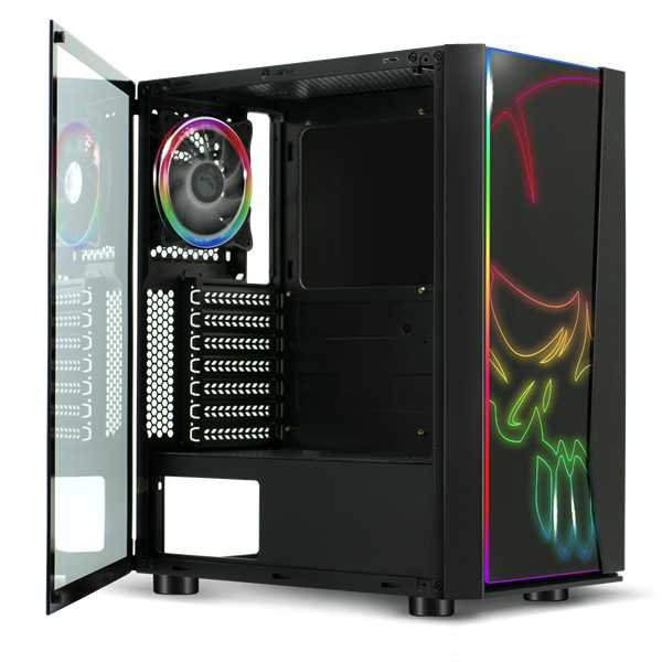 Spirit of gamer számítógépház - ghost one rgb (fekete, ablakos, 2x12cm ventilátor, atx, matx, 2xusb3.0, 1xusb2.0)