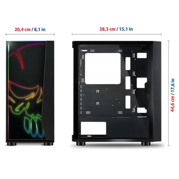Spirit of gamer számítógépház - ghost one rgb (fekete, ablakos, 2x12cm ventilátor, atx, matx, 2xusb3.0, 1xusb2.0)