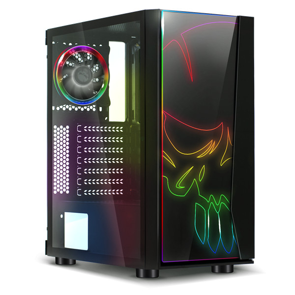 Spirit of gamer számítógépház - ghost one rgb (fekete, ablakos, 2x12cm ventilátor, atx, matx, 2xusb3.0, 1xusb2.0)