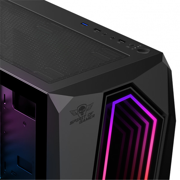 Spirit of gamer számítógépház - infinity black (fekete, ablakos, 8x12cm ventilátor, alsó táp,  atx, 1xusb3.0, 2xusb2.0)