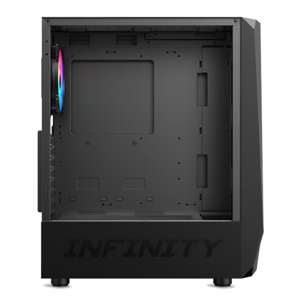 Spirit of gamer számítógépház - infinity black (fekete, ablakos, 8x12cm ventilátor, alsó táp,  atx, 1xusb3.0, 2xusb2.0)