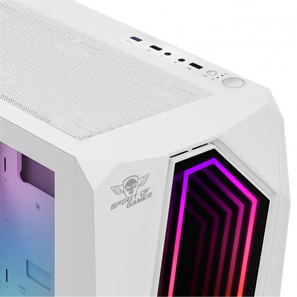 Spirit of gamer számítógépház - infinity white (fekete, ablakos, 8x12cm ventilátor, alsó táp,  atx, 1xusb3.0, 2xusb2.0)