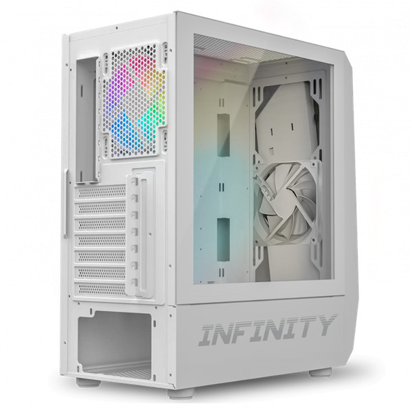 Spirit of gamer számítógépház - infinity white (fekete, ablakos, 8x12cm ventilátor, alsó táp,  atx, 1xusb3.0, 2xusb2.0)