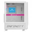 Spirit of gamer számítógépház - infinity white (fekete, ablakos, 8x12cm ventilátor, alsó táp,  atx, 1xusb3.0, 2xusb2.0)