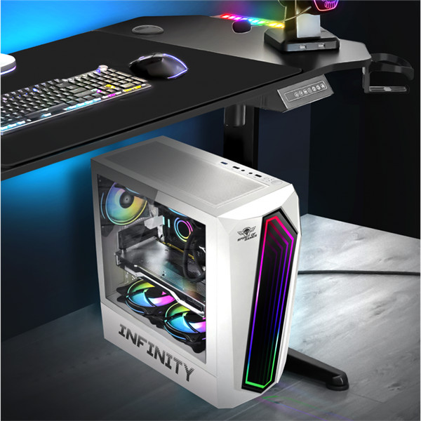 Spirit of gamer számítógépház - infinity white (fekete, ablakos, 8x12cm ventilátor, alsó táp,  atx, 1xusb3.0, 2xusb2.0)
