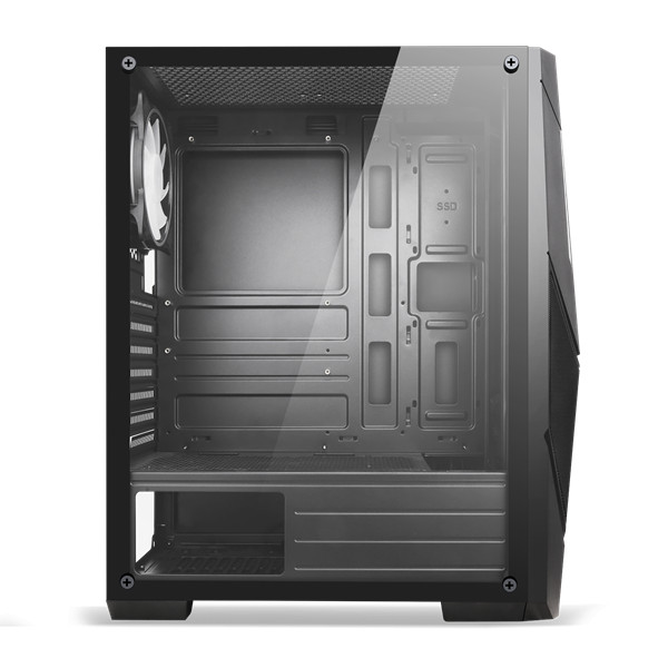 Spirit of gamer számítógépház - rogue v rgb (fekete, ablakos, 8x12cm ventilátor, alsó táp,  atx, 1xusb3.0, 2xusb2.0)