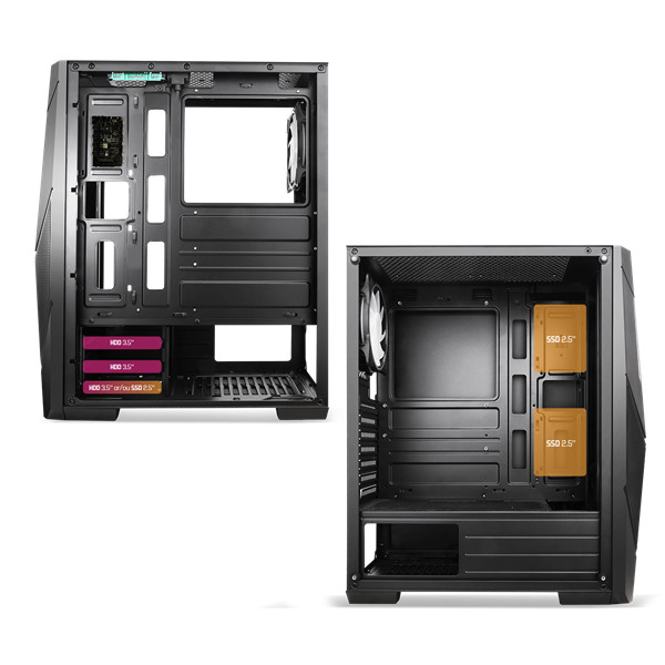Spirit of gamer számítógépház - rogue v rgb (fekete, ablakos, 8x12cm ventilátor, alsó táp,  atx, 1xusb3.0, 2xusb2.0)