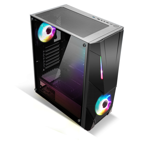 Spirit of gamer számítógépház - rogue v rgb (fekete, ablakos, 8x12cm ventilátor, alsó táp,  atx, 1xusb3.0, 2xusb2.0)