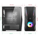 Spirit of gamer számítógépház - rogue v rgb (fekete, ablakos, 8x12cm ventilátor, alsó táp,  atx, 1xusb3.0, 2xusb2.0)
