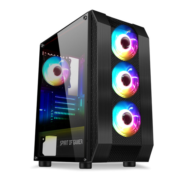 Spirit of gamer számítógépház - rogue vi rgb (fekete, ablakos, 8x12cm ventilátor, alsó táp,  atx, 1xusb3.0, 2xusb2.0)