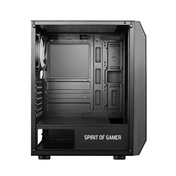 Spirit of gamer számítógépház - rogue vi rgb (fekete, ablakos, 8x12cm ventilátor, alsó táp,  atx, 1xusb3.0, 2xusb2.0)
