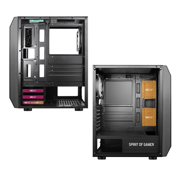Spirit of gamer számítógépház - rogue vi rgb (fekete, ablakos, 8x12cm ventilátor, alsó táp,  atx, 1xusb3.0, 2xusb2.0)