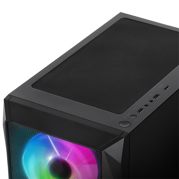 Spirit of gamer számítógépház - rogue vii rgb (fekete, ablakos, 6x12cm ventilátor, alsó táp,  atx, 1xusb3.0, 2xusb2.0)