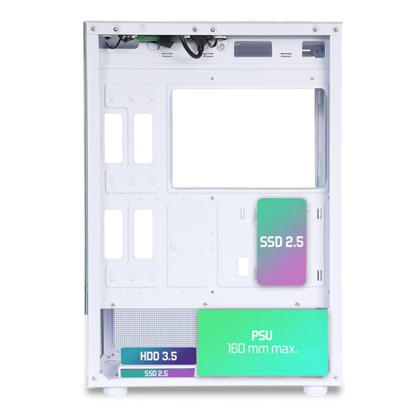 Spirit of gamer számítógépház - spectra arctic (fehér, ablakos, 3x12cm ventilátor, alsó táp,  atx, 1xusb3.0, 2xusb2.0)