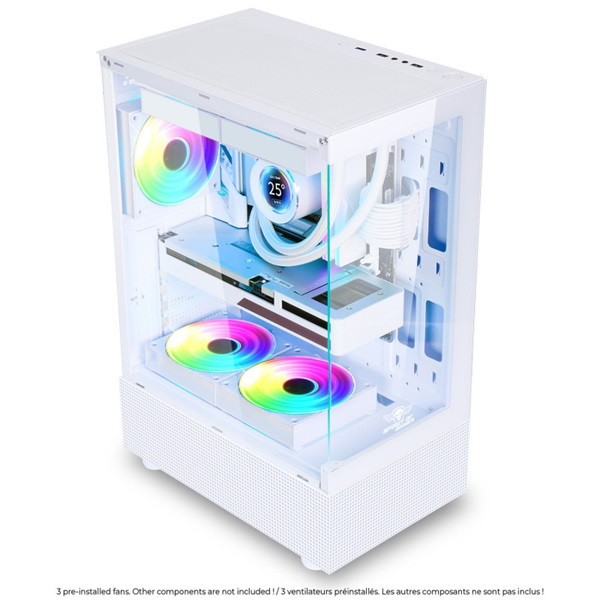 Spirit of gamer számítógépház - spectra arctic (fehér, ablakos, 3x12cm ventilátor, alsó táp,  atx, 1xusb3.0, 2xusb2.0)