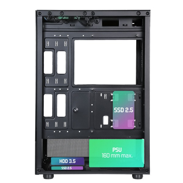 Spirit of gamer számítógépház - spectra black (fekete, ablakos, 3x12cm ventilátor, alsó táp,  atx, 1xusb3.0, 2xusb2.0)