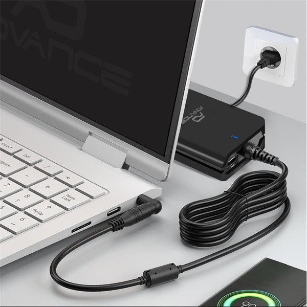 Advance notebook töltő - universal charger for hp laptops (90w, 5 csatlakozó, automata feszültség érzékelés, fekete)
