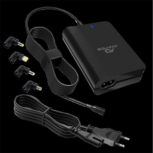 Advance notebook töltő - universal charger for lenovo laptops (90w, 4 csatlakozó, automata feszültség érzékelés, fekete)