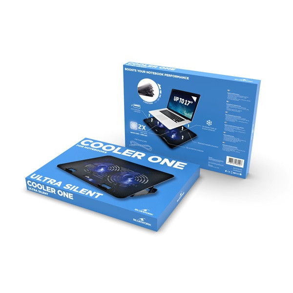 Bluestork notebook hűtőpad 17"-ig - nb-cooler-one (led, 2xusb-a)