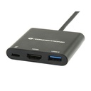 Conceptronic notebook dokkoló - donn01b (usb-c to hdmi+usb-c pd:60w+usb-a 3.0, fekete)