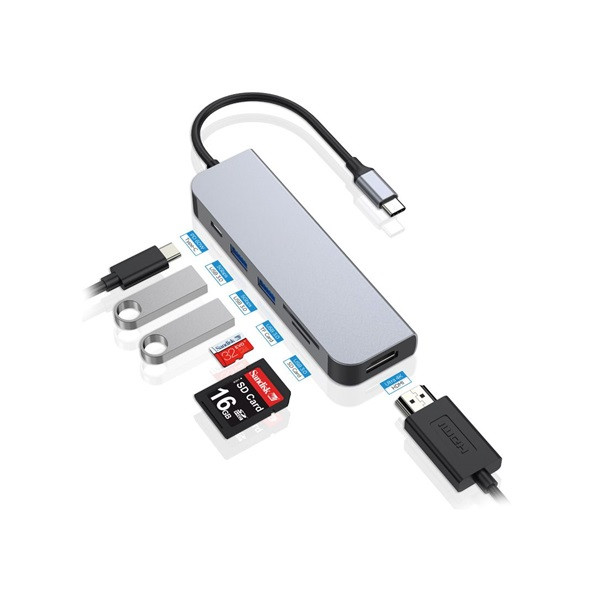 Conceptronic notebook dokkoló - donn02g (usb-c to hdmi+usb-c pd:60w+usb-a+sd/tf, szürke)