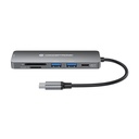 Conceptronic notebook dokkoló - donn11g (usb-c to hdmi+usb-c pd:60w+usb-a 3.0+2.0, ezüst)