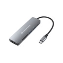 Conceptronic notebook dokkoló - donn11g (usb-c to hdmi+usb-c pd:60w+usb-a 3.0+2.0, ezüst)