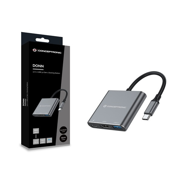 Conceptronic notebook dokkoló - donn18g (usb-c to hdmi/usb-c pd/usb 3.0)
