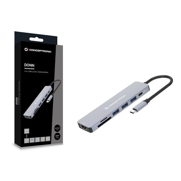 Conceptronic notebook dokkoló - donn18g (usb-c to hdmi/usb-c pd/usb 3.0/sd/tf)